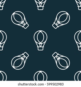 Hot air balloon seamless pattern. Cute seamless background. Pattern of white hot air balloon isolated on blue background