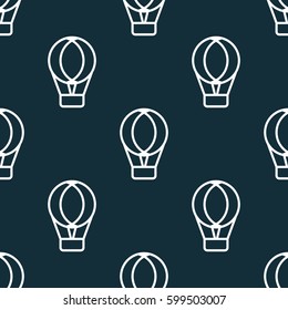 Hot air balloon seamless pattern. Cute seamless background. Pattern of white hot air balloon isolated on blue background