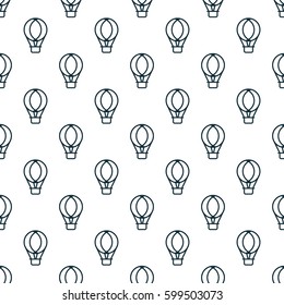 Hot air balloon seamless pattern. Cute seamless background. Pattern of blue hot air balloon isolated on white background