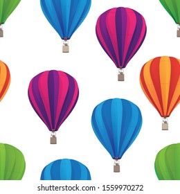 Hot Air Balloon Seamless Repeating Pattern Isolated Vector Illustration