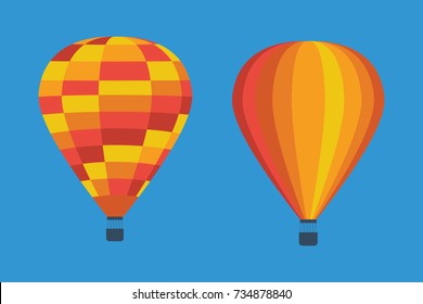 Hot air balloon set in flat design. Colorful hot air baloon flat icon.