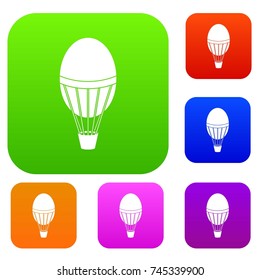 Hot air balloon set icon color in flat style isolated on white. Collection sings vector illustration