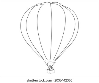 Hot air balloon sign. Continuous line drawing icon. Vector illustration