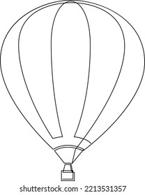 Hot air balloon sign. Continuous line drawing icon. Vector illustration.