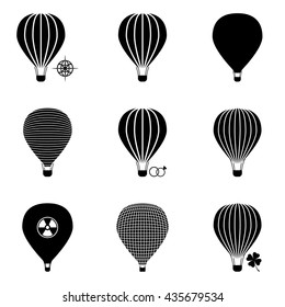 Hot air balloon sign simple icon set on background