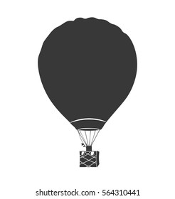 Hot Air Balloon. Silhouette Vector Illustration Isolated On White Background