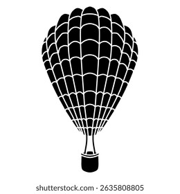 Hot air balloon silhouettes vector illustration. Air transport for travel vector hand drawn. Sky transport doodle. Black and white icon