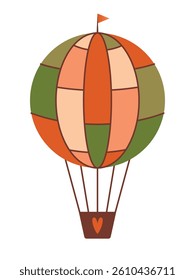 Hot air balloon. Simple vector illustration with air balloon for journey, trip, air flight. Cute isolated clipart for summer card, banner, flyer, poster. Flat Design.