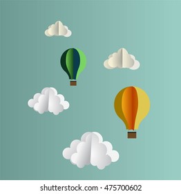 Hot air balloon in the sky with cloud background