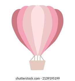 Hot air balloon in the sky. Decor for the children's room balloons and derezhables. Vector illustration isolated on white background