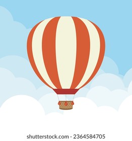 Hot air balloon in the sky. Flat design. Vector illustration.