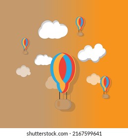 Hot air balloon in sky Free Vector