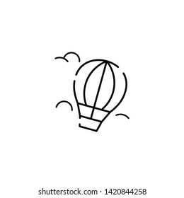 hot air balloon in the sky. simple line art
