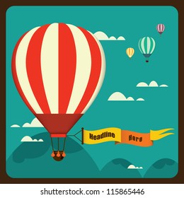 hot air balloon in the sky vector/ illustration / background/ greeting card