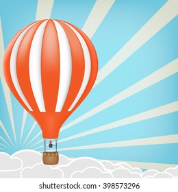 hot air balloon in the sky. vector illustration
