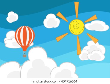 hot air balloon in the sky. vector illustration