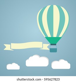 hot air balloon in the sky vector illustration. greeting card