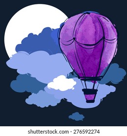 hot air balloon in the sky vector/illustration /background. Beautiful greeting card