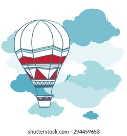hot air balloon in the sky vector/illustration /background. Beau
