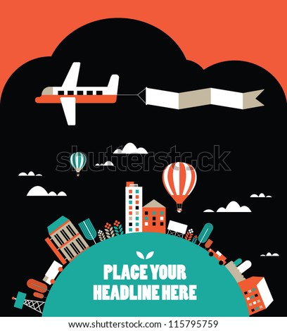 hot air balloon in the sky vector/illustration /background/greeting card