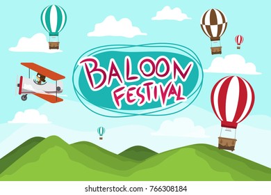 hot air balloon in the sky vector/illustration/background. Balloon festival. airplane fly in the sky.