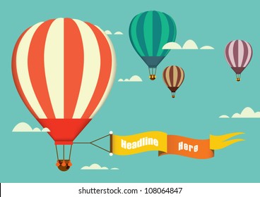 hot air balloon in the sky vector/illustration/background/greeting card