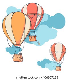 hot air balloon in the sky vector/illustration/background/greeting card