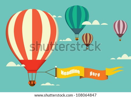 hot air balloon in the sky vector/illustration/background/greeting card