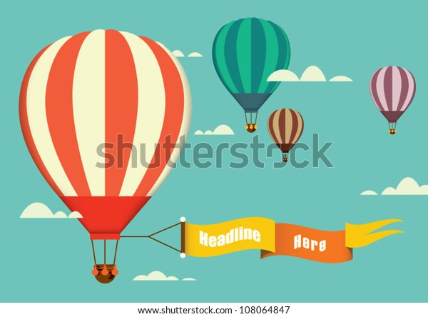 hot air balloon in the sky\
vector/illustration/background/greeting\
card