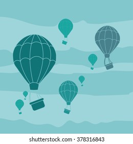 hot air balloon in the sky.Vector Illustration