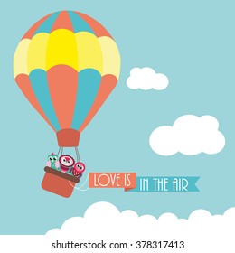 hot air balloon in the sky.Vector Illustration