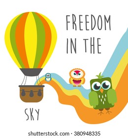 hot air balloon in the sky.Vector Illustration