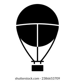 Hot air balloon solid icon, balloon journey concept, Aerostat sign on white background, Airship travel symbol in glyph style for mobile concept and web design. Vector graphics