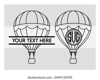 hot air balloon Split Monogram, hot air balloon Outline, fire balloon, Balloon Rides, Vector, Split Monogram svg