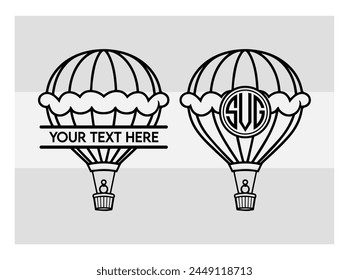 hot air balloon Split Monogram, hot air balloon Outline, fire balloon, Balloon Rides, Vector, Split Monogram svg
