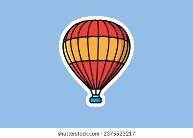 Hot Air Balloon Sticker vector illustration. Air Transportation object icon concept. Balloon festival. Air balloon sticker vector design with shadow.