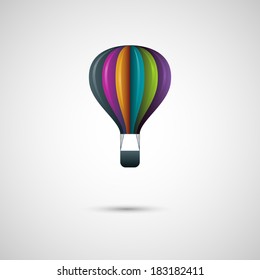 Hot air balloon symbol with shadow, eps10 vector