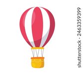 Hot air balloon travel on white background.