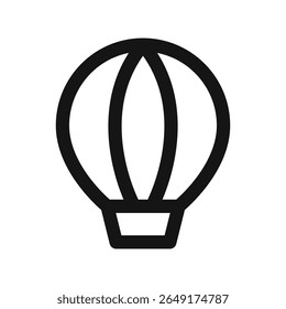 Hot air balloon UI icon, aerostat simple line user interface vector symbol with editable stroke