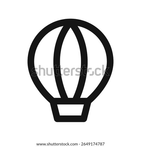 Hot air balloon UI icon, aerostat simple line user interface vector symbol with editable stroke
