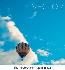 Hot air balloon vector background. Colorful balloons in the sky. Can be used as background, card, wrapping, etc.