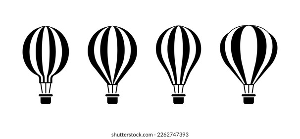 Hot air balloon vector icon set. Air balloon symbol. Flying aerostat sign