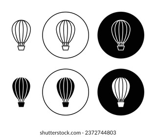 Hot air balloon vector icon set. Simple balloon sign for UI designs.