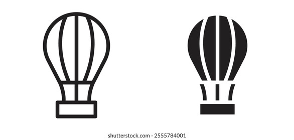 Hot air balloon vector icon set in black color.