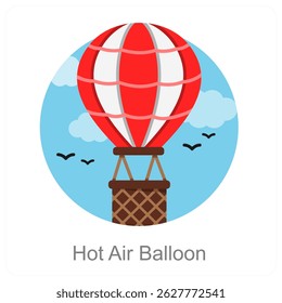 Hot Air Balloon vector icon concept design