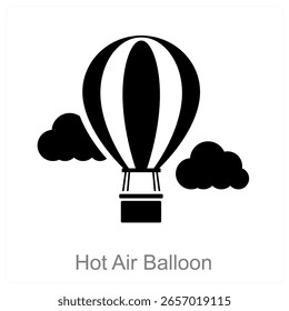 Hot Air Balloon vector icon concept design