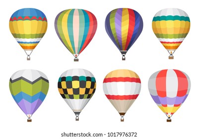 hot air balloon vector icons set