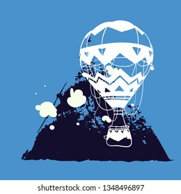 Hot air balloon. Vector illustration, poster, card, print