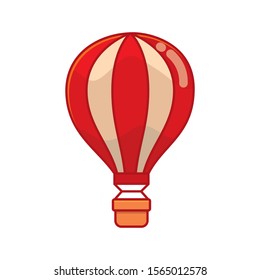Hot air balloon vector illustration with cute design and red color isolated on white background 