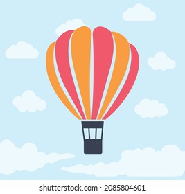 Hot Air Balloon vector illustration, Hot air balloon in the clouds background, Icons and symbol design.